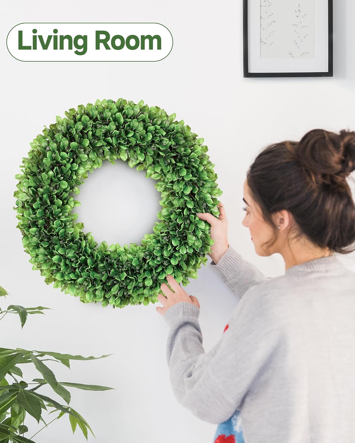 Regine Switzerland 20-Inch Artificial Boxwood Wreath - Versatile Greenery for All Seasons, Perfect for Home Decor & Weddings