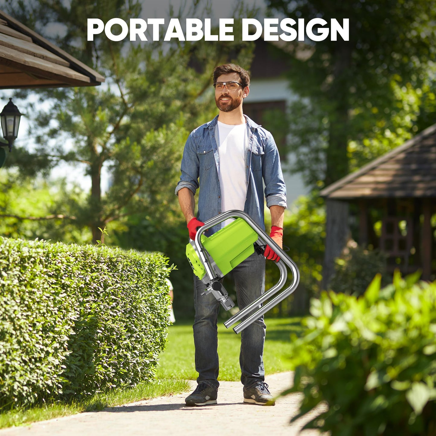 1200W Airless Paint Sprayer, 3300PSI High Efficiency Paint Sprayer Gun, Thinning-Free, with Extension Rod, Stand Airless Sprayer for Home Interior & House Exterior, Green