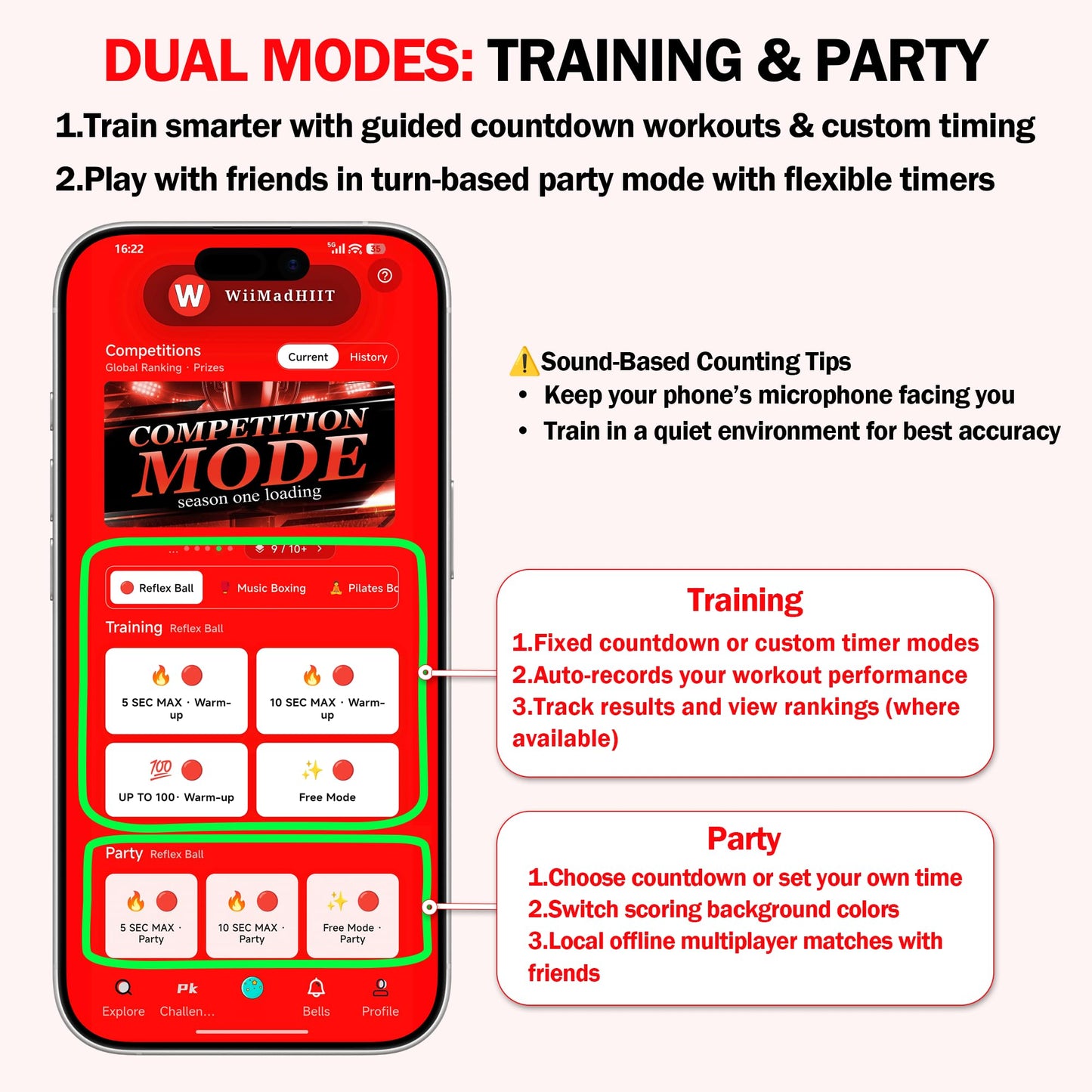 WiiMad Boxing Reflex Ball with App Punch Counter, Reaction Ball for Hand Eye Coordination Training, Boxing Equipment with Headband, Punching Game for Kids, Teens & Adults, Fitness Gift