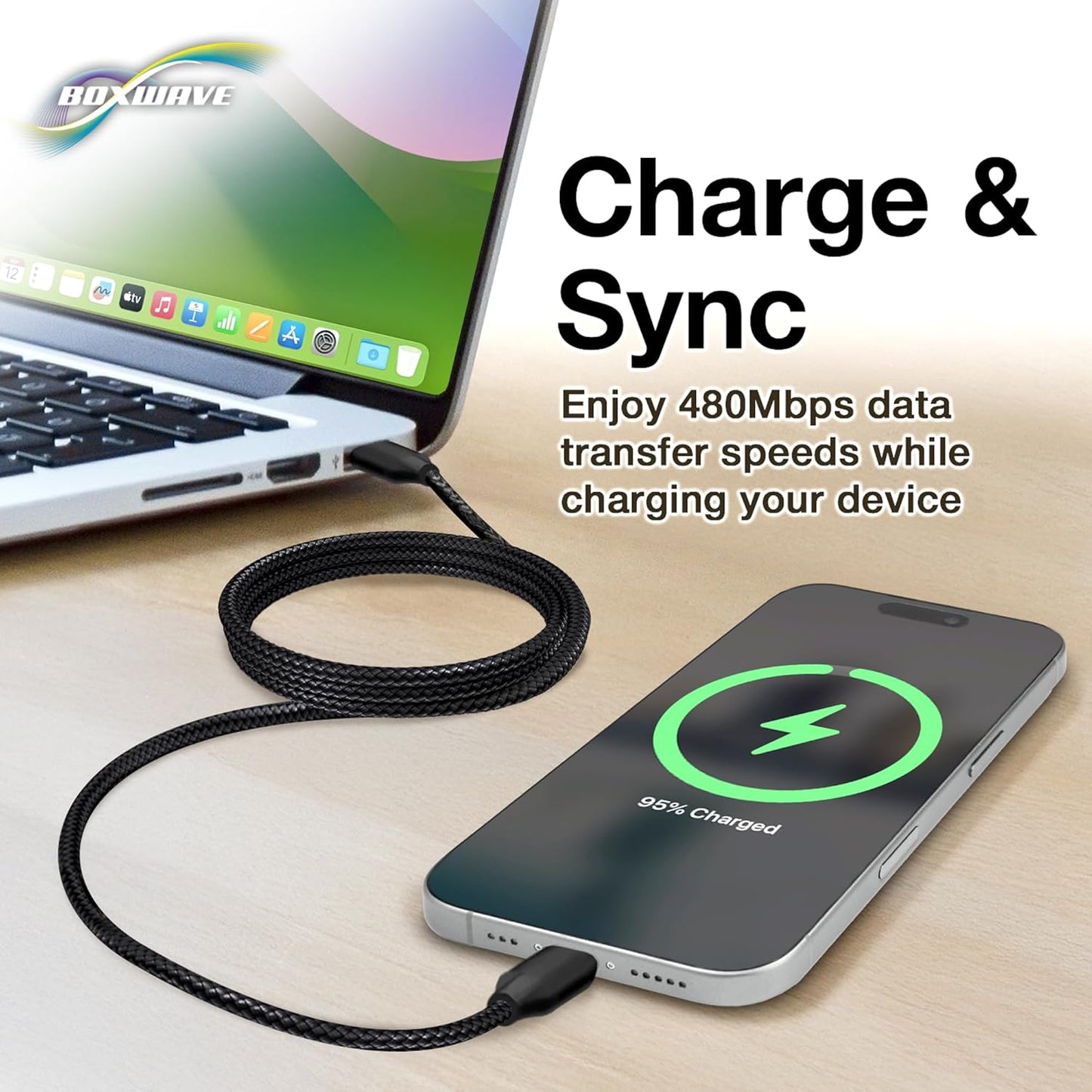 BoxWave TIMMKOO Q5 MP3 (3ft) (100W), Cable Compatible with WiFi Player - DirectSync PD Cable - USB-C to USB-C Type C
