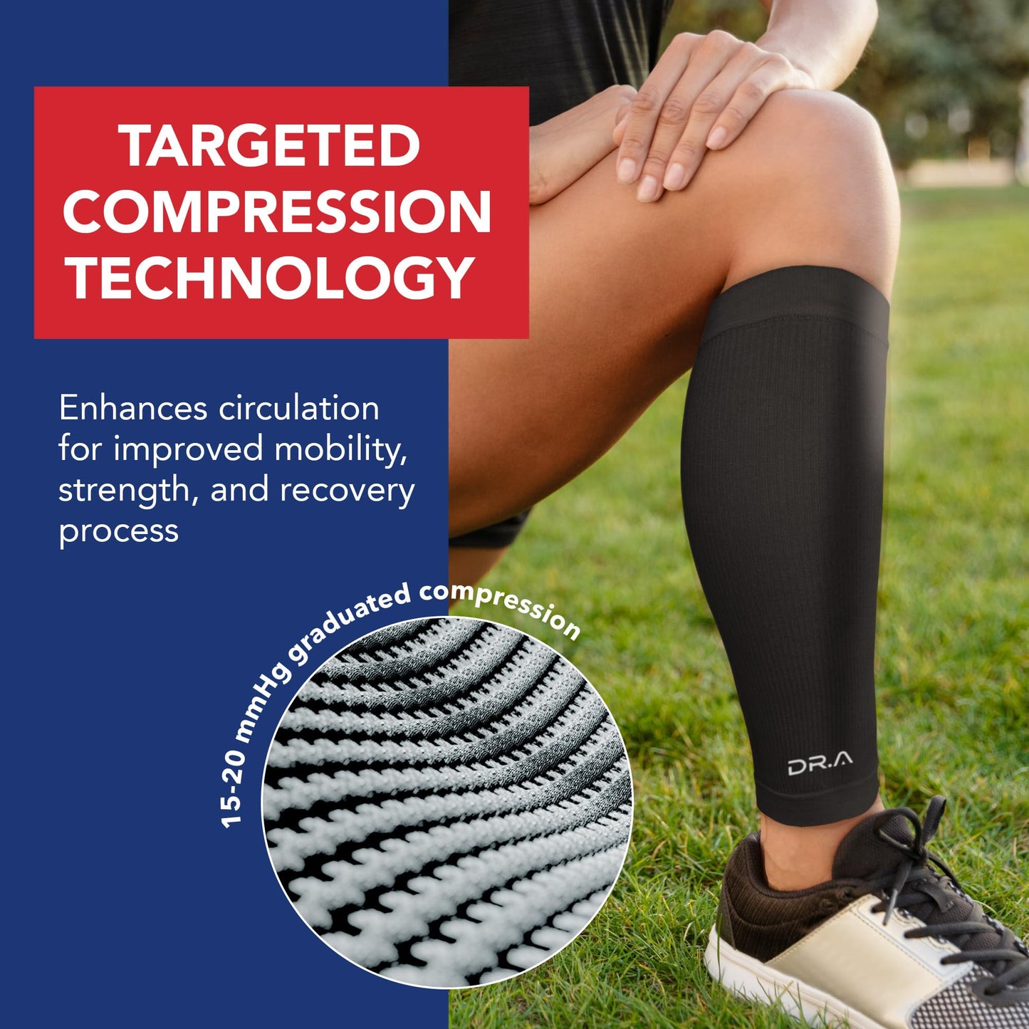 Dr. Arthritis Doctor Developed Calf Sleeve, Medical Leg Compression Sleeve for Circulation, Varicose Veins & Shin Splint, Leg Sleeves for Men & Women, (Large, Black, 1 Pair)