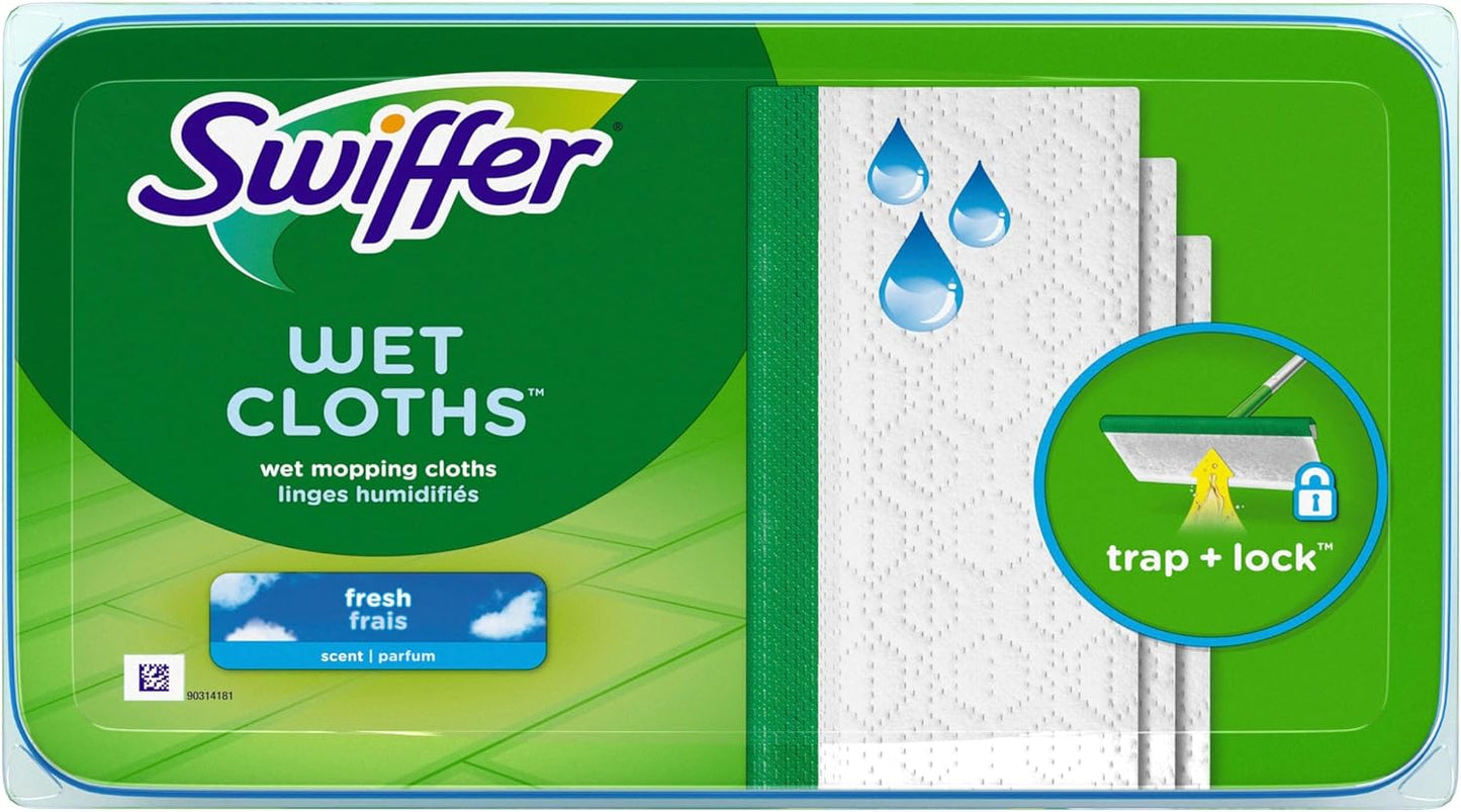 Swiffer Sweeper Wet Mopping Cloths - Open Window Fresh Scent, 24-Count Refills | Pack of 6