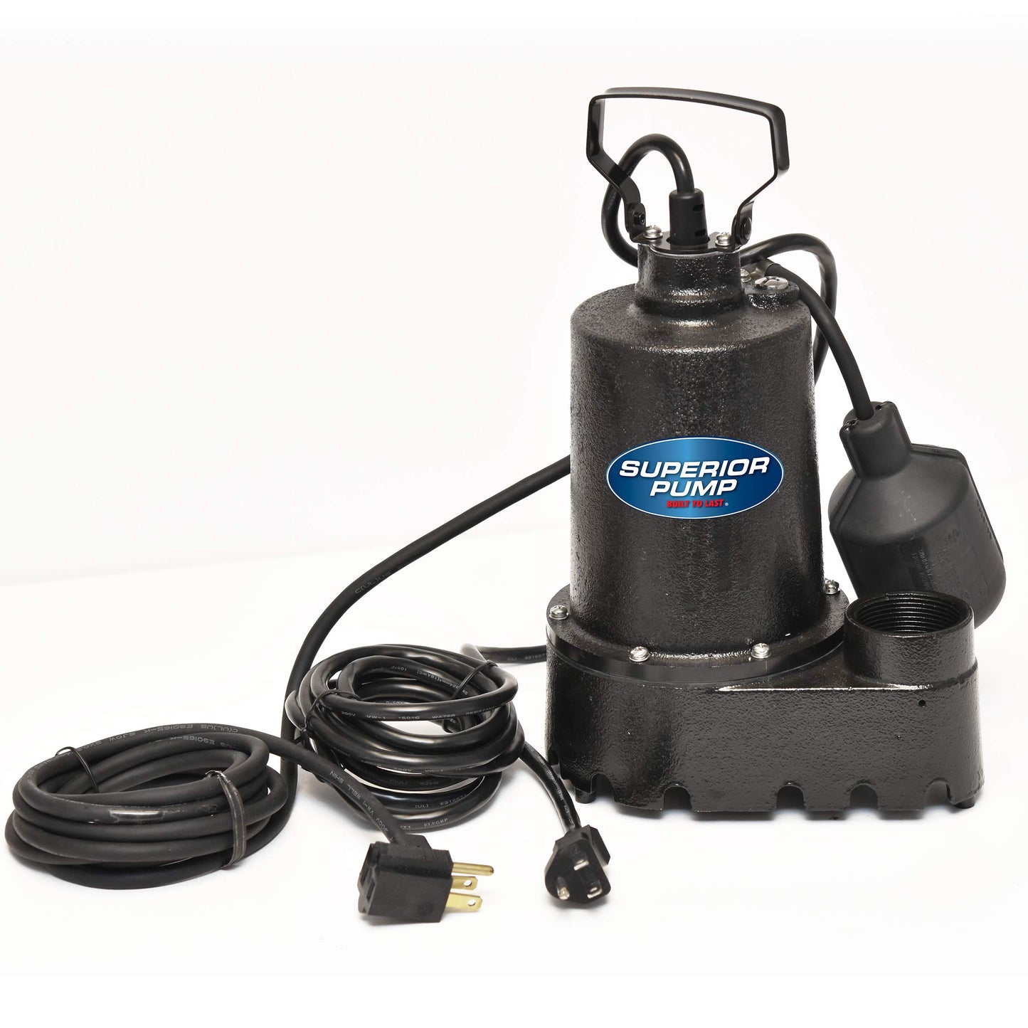 SUPERIOR PUMP 92331 High-Capacity Cast Iron Sump Pump with Tethered Float Switch, 1/3 HP