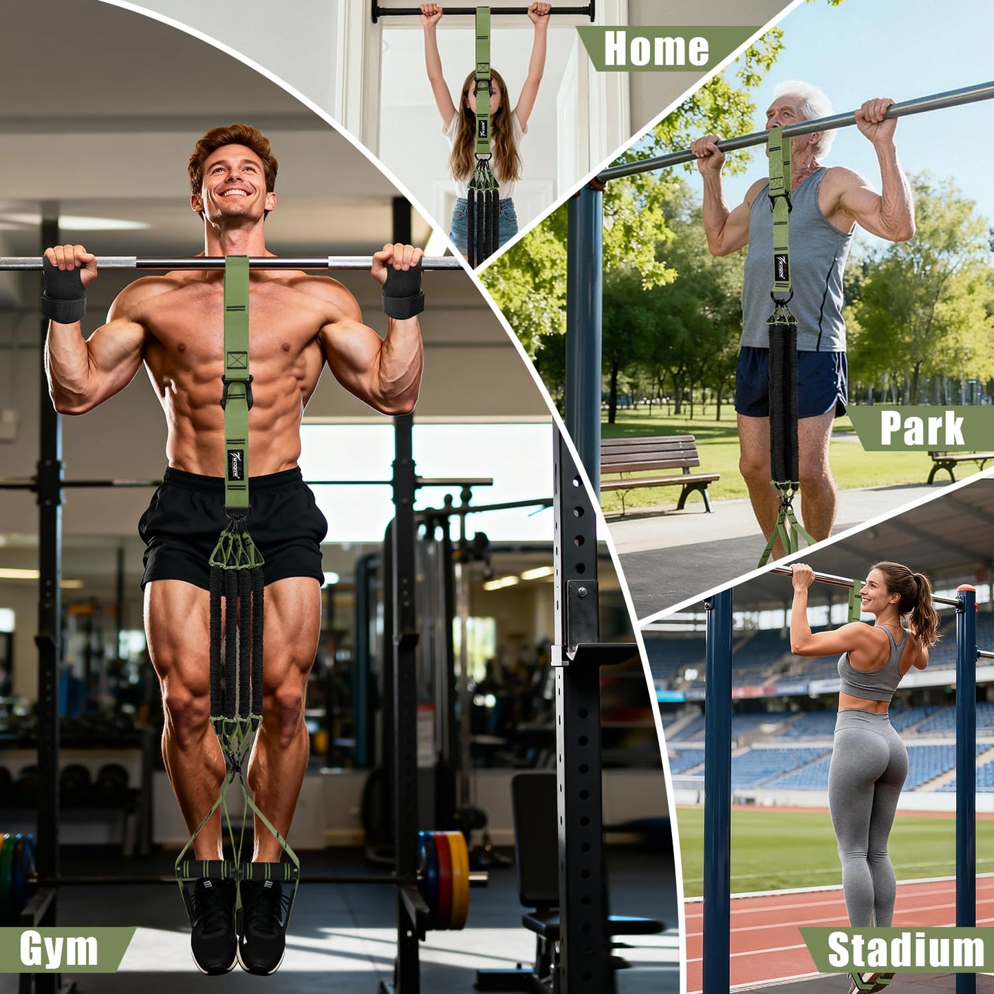 Upgraded Pull Up Assistance Bands, Heavy Duty Resistance Bands with Handles, Exercise Band with Door Anchor, Adjustable Workout Band Set for Pull Up Bar, Full Body Strength&Muscle Training, Home Gym
