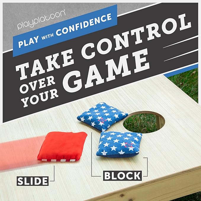 Professional Cornhole Bags - Set of 8 Regulation All Weather Double Sided - Sticky Side/Slick Side Bean Bags for Pro Corn Hole Game