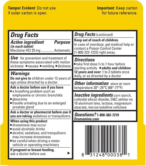 Dramamine Motion Sickness Relief - Less Drowsy Formula for Travel Nausea, 16 Count
