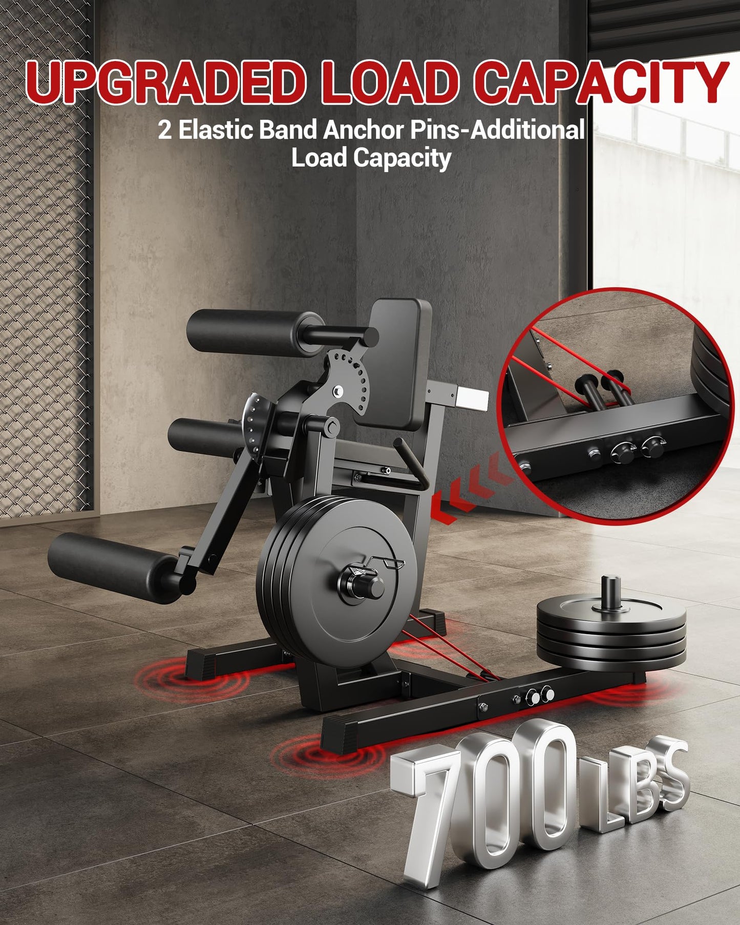 GarveeLife Leg Extension and Curl Machine, 700LBS Capacity Leg Extension Machine, Adjustable Leg Curl Machine, 4-in-1 Leg Workout Machine, Home Gym Weight Machine for Lower Body Exercise, Black