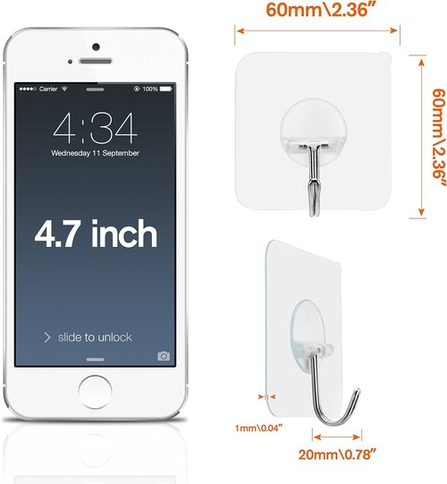 FOTYRIG Heavy-Duty Adhesive Hooks - 15lb Max Capacity | 180° Rotating Wall Hangers - 10 Pack for Home & Office