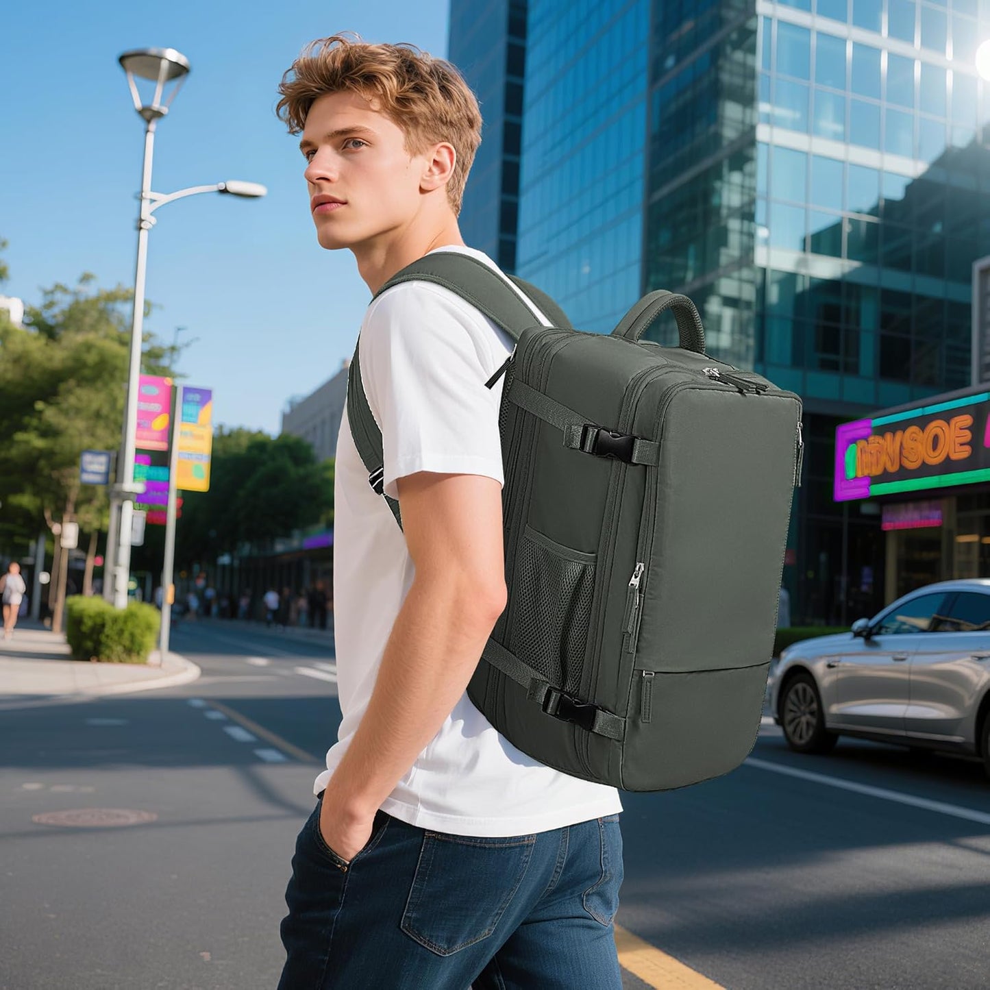 Backpack 17 Inch Backpack Sinaliy Large Expandable Travel for Men and Women, Laptop, Waterproof, Casual, College