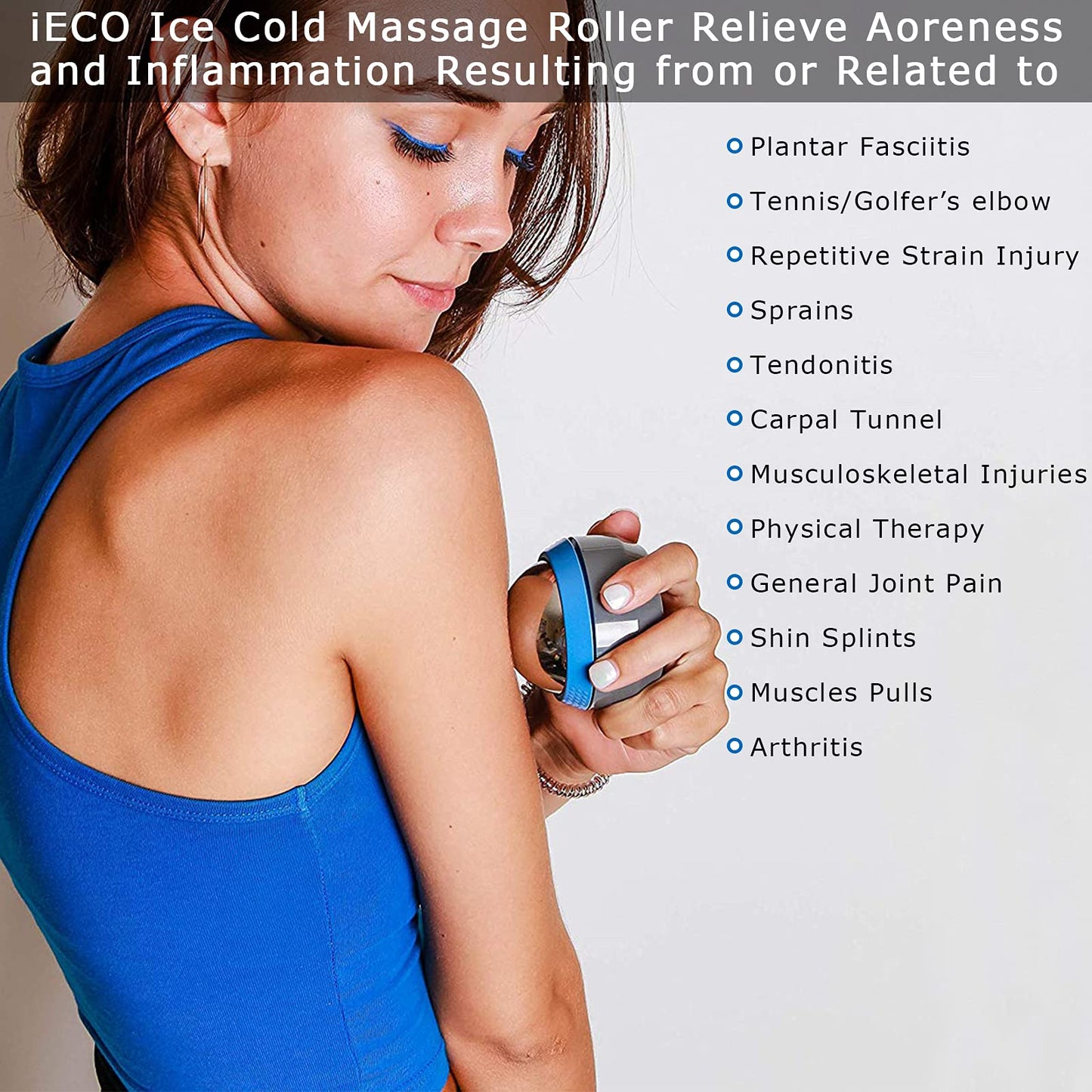 iECO Cold Massage Roller Ball - Ice Roller Ball for Muscles Deep Tissue, Cold & Heat Therapy, Plantar Fasciitis Roller