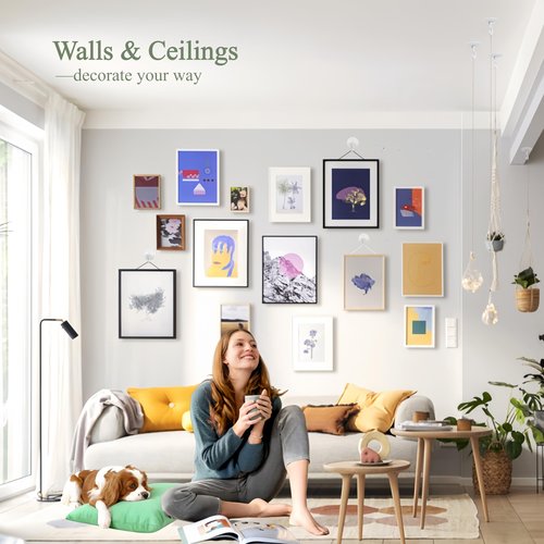 Adhesive Wall & Ceiling Decor Hooks: 4-Pack 3 lbs Heavy Duty No-Drill 360° Swivel Adjustable for Hanging Home Accents Lights Plants Wind Chimes Compatible with 3M Command Strips