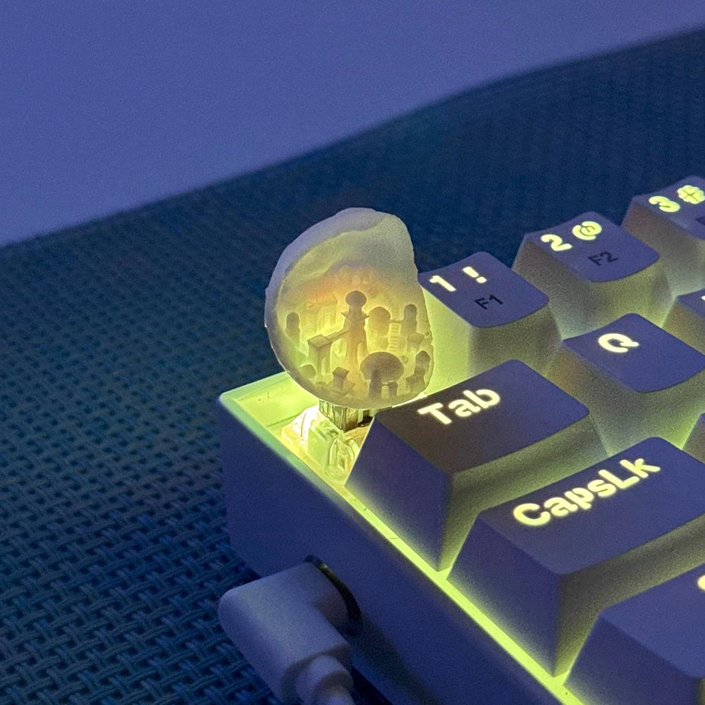 TRENDY WHIMSY Custom Mechanical Keyboard Keycaps Moon City Design PBT Dye-Sub, Cherry MX Compatible, Unique Limited