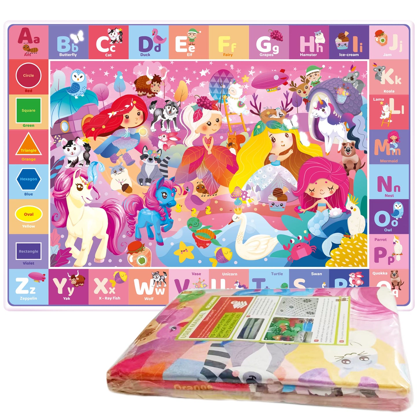 Quokka Baby Mat for Floor Play for Babies 6-12 Months – Super Soft Baby Floor Play Mat for Toddlers 1-3 – Princess Extra Thick Plush Rug for Nursery – Padded Foldable Activity Infant Playroom Carpet