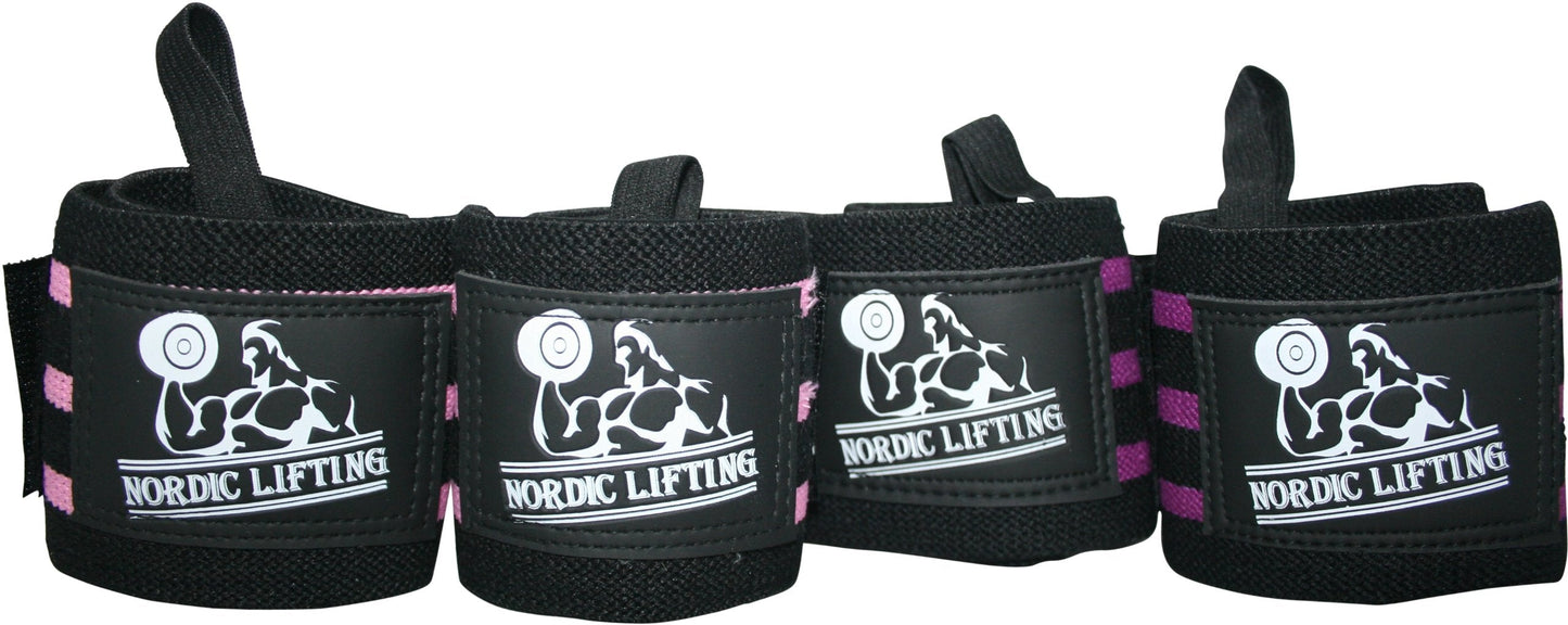 Nordic Lifting Wrist Wraps (2 Pairs) – Adjustable Wrist Wraps with Thumb Loop for Weightlifting, CrossFit & Powerlifting – Gym Essentials Support for Men & Women, Pink/Purple