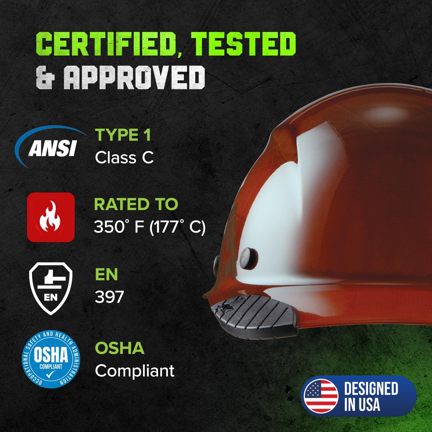 LIFT SAFETY Dax Fiber Resin Cap Brim | 6 Point Suspension for Comfort & Impact Protection | Desert Camo Gloss