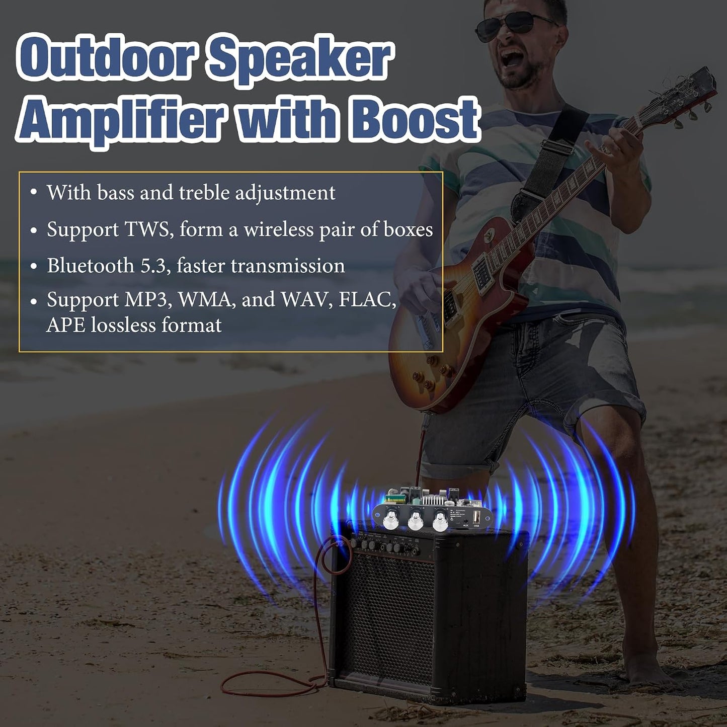 Qoroos 1PC ZK-1001U 100W 9-24V, Mono Amplifier Board with TWS, Mini Audio Amp with Boost Power Output, Vehicle