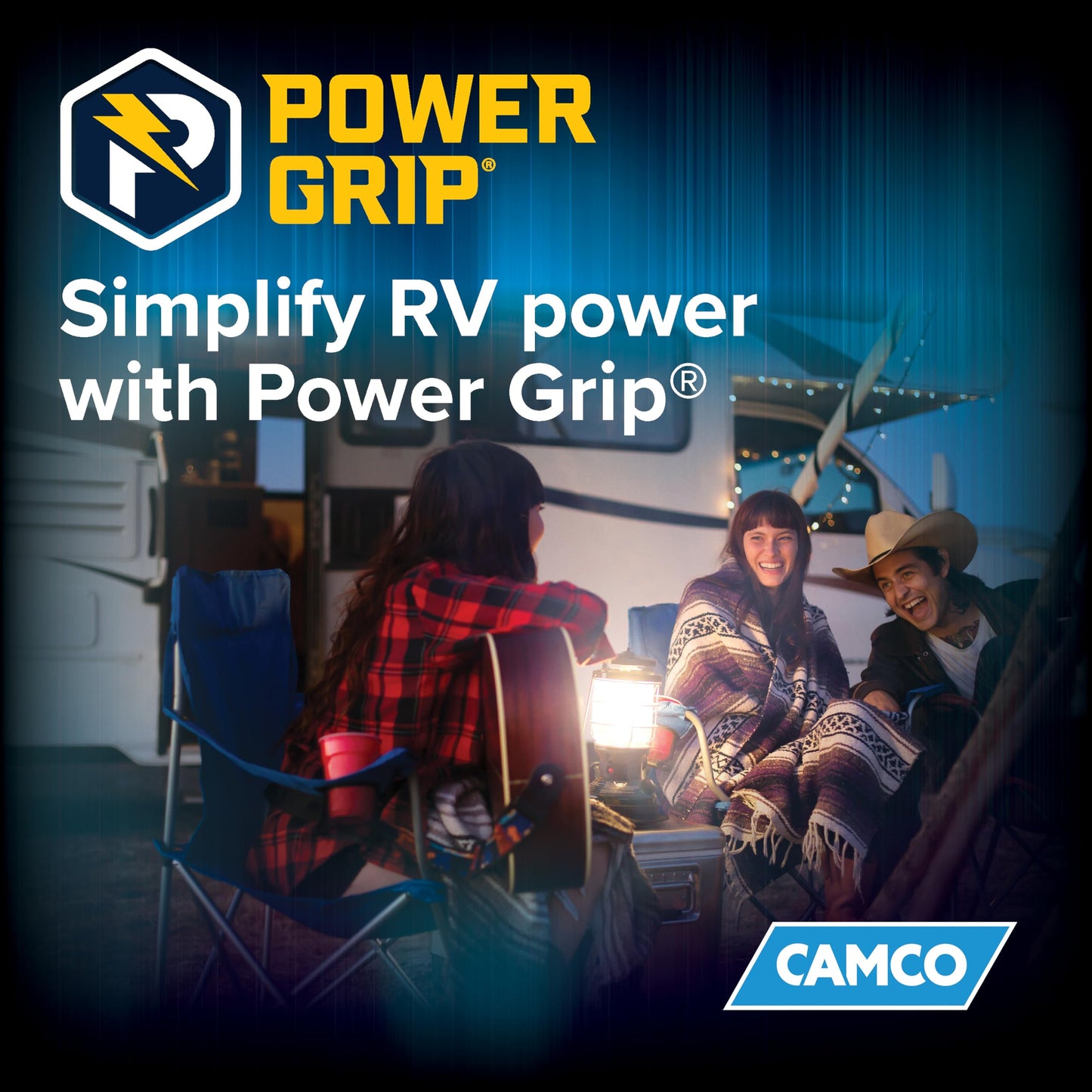 Camco Power Grip 30-Ft 50-Amp Camper/RV Extension Cord - Features Copper 6/3 + 8/1-Gauge Wires for Superior Conductivity - Rated for 125/250 V/12,500 W - Coated w/Heat-Resilient PVC (55195)