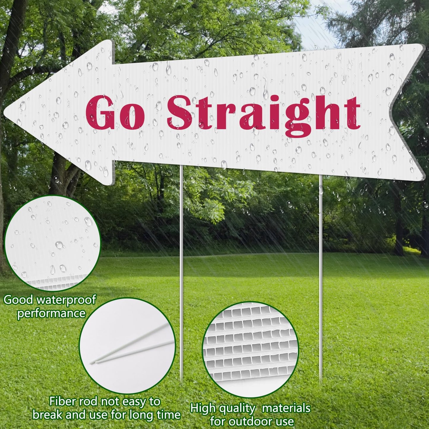 Directional Arrow Signs with Stakes, Remiawy 4 Pack Blank Yard Signs 17 x 6 Inches Custom Plastic Parking Signs with Arrow Outdoor for Wedding This Way, Birthday Party, Estate Sale, Lawn Guidepost