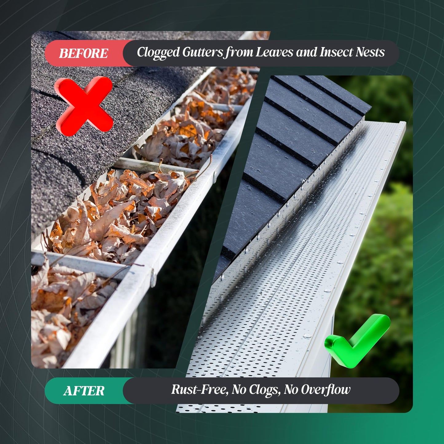 5 Inch Gutter Guard 50 Pcs 200 ft Aluminum Mesh Gutter Guards with Screws Heavy Duty Gutter Leaf Guards DIY Gutter Covers Leaf Filter Gutter Screen for House Gutters