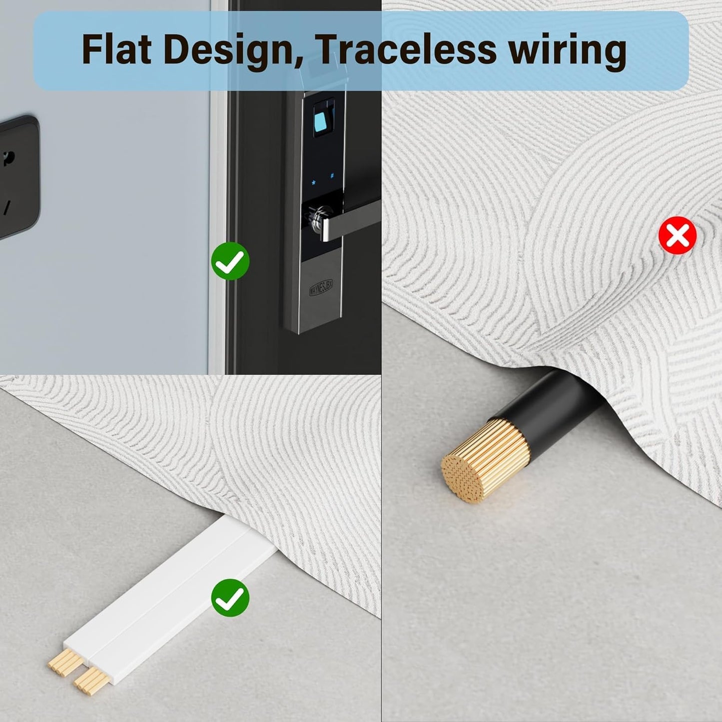 14 30 14/2 CL2 HiFind Premium Gauge Flat Speaker Cable Wire Ft White, OFC Electrical Low Voltage Audio Wire AWG, Thin