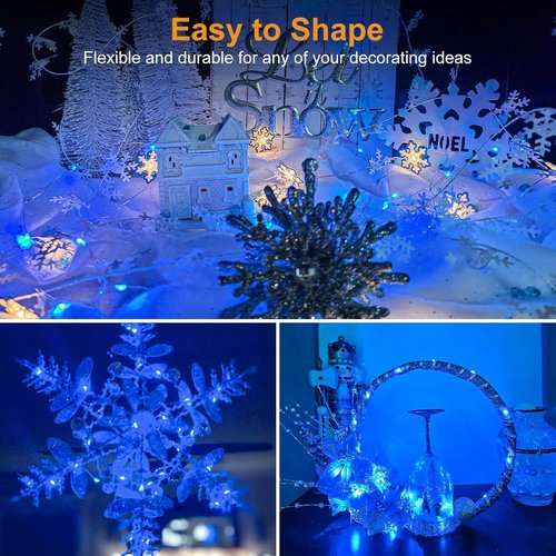 Btfarm Fairy Lights - 6 Pack Battery Operated Twinkle Lights | 7ft Waterproof Silver Wire for Mason Jars & Weddings - Blue