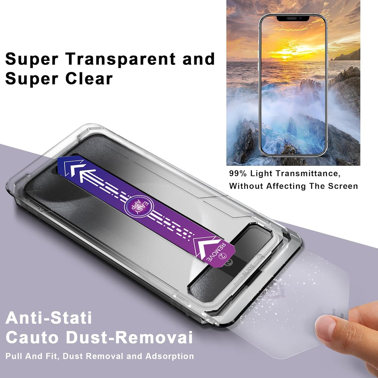 CHRYSHA 2-Pack 11 6.1-Inch, Screen Protector Tempered Glass for iPhone and iPhone XR Auto Dust Removal, No Bubbles