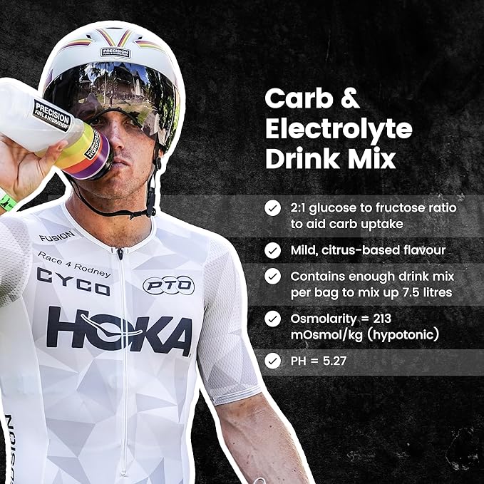 Precision Fuel PF 60 Carb & Electrolyte Drink Mix Powder for Hydration & Energy - Endurance Sports Nutrition, Vegan, Hypotonic - 60g Carb, 1000mg Sodium per Litre - Mild Citrus Flavor, 5-Pack