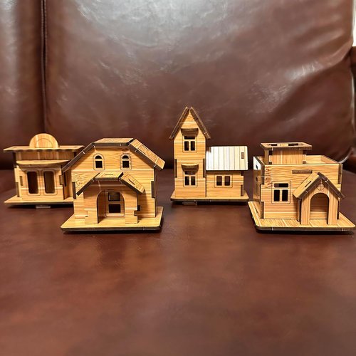 Log Cabin 3D Puzzle by Wooden - DIY Miniature House Model Kit for Teens | 4-in-1 Assembly Fun