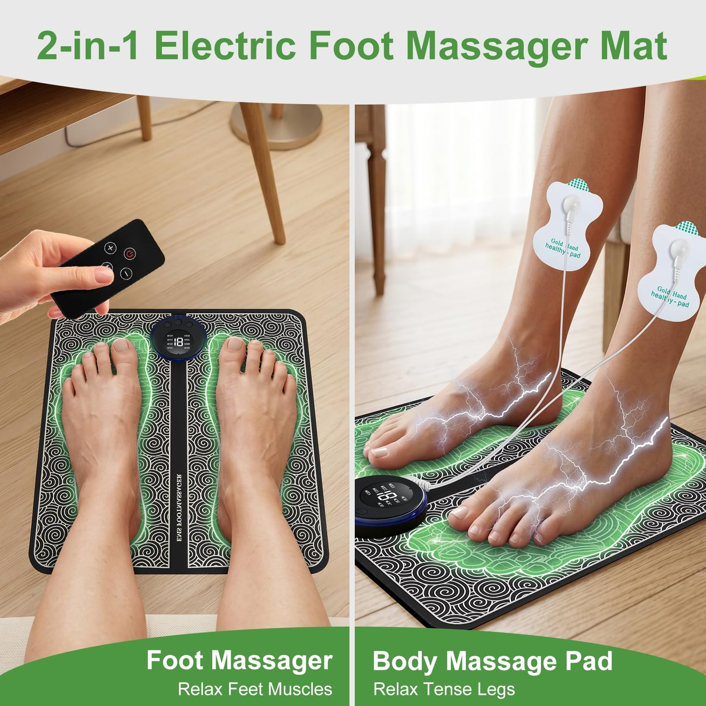 CWTUL EMS Foot Massage for Muscle Relaxation, Transcutaneous Electronic Nerve Stimulator, Adjustable Intensity, 10 Modes 19 Gears
