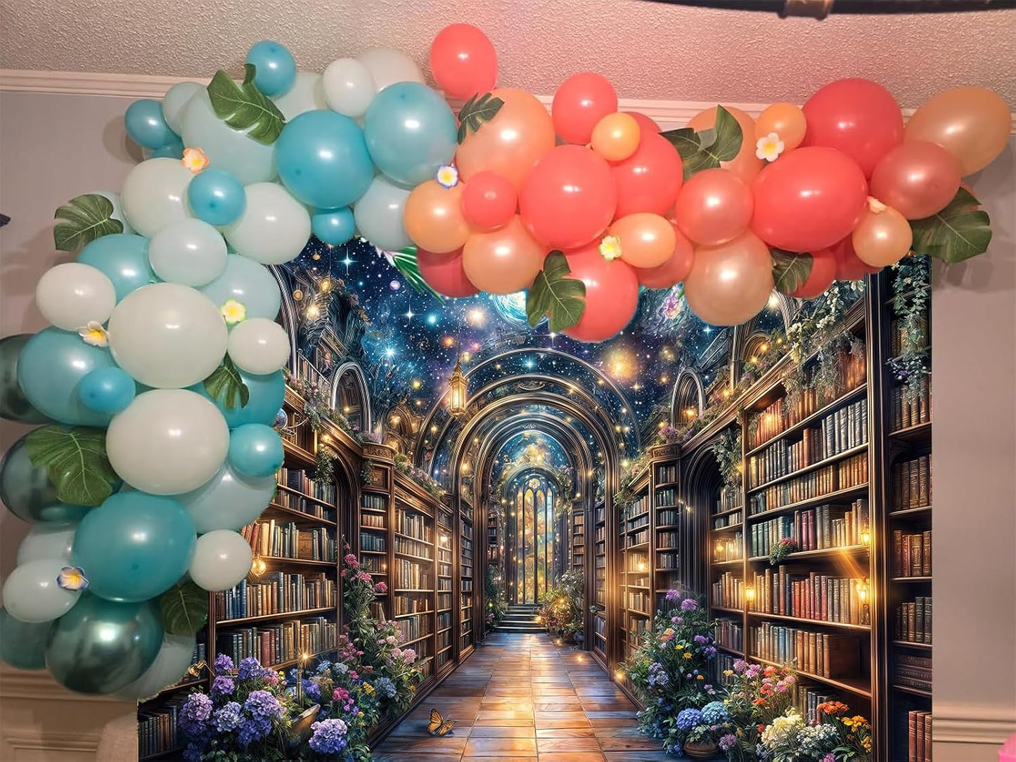 MERCHR 7x5ft Bookshelf Backdrop Books Library Tapestry Bookcase Photography Backdrop School Library Study Bookshelf