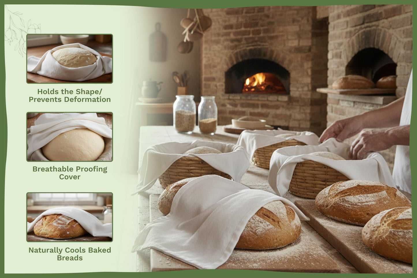 Bread Towels for Proofing Cover - 100% Organic Cotton Bread Cloth for Rising - Breathable Tea Towel for Bread Making - Unbleached Baking Towels - Bread Basket Cloth Napkin - 27"x27" (Natural - 5 Pack)