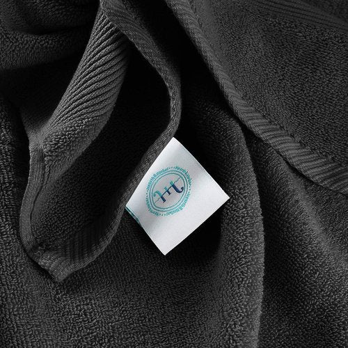 Hearth & Harbor Bath Towels - Luxurious 100% Ring Spun Cotton Set of 6 - Ultra Soft & Highly Absorbent | Black