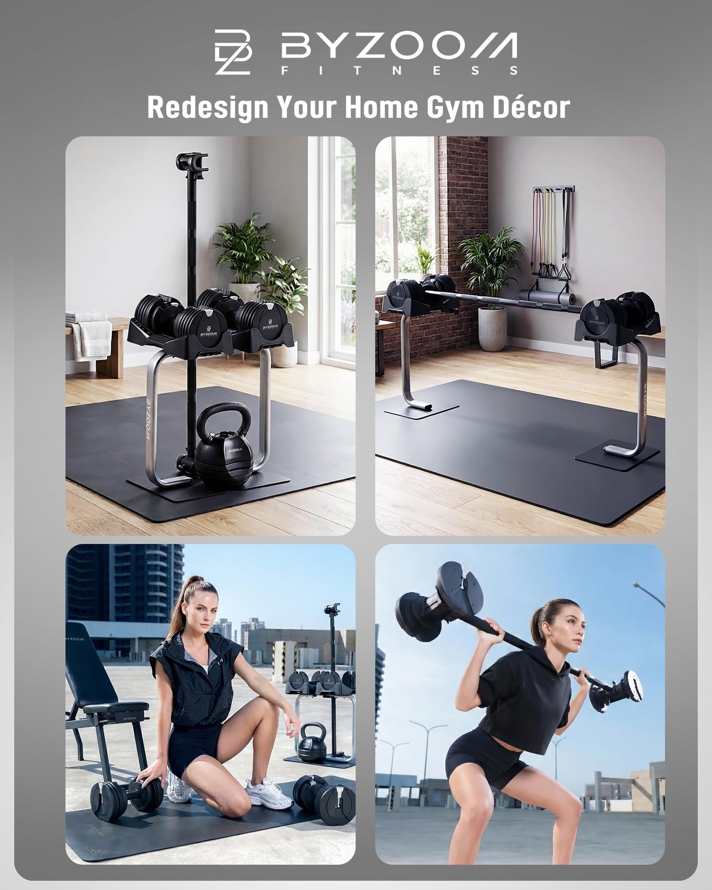 BYZOOM FITNESS Pure Series Adjustable Dumbbell 27.5LB Single Unit(Buy 2 for a Pair) - 10-in-1 Adjustable Weights with Precision Micro Plates, for Strength Training & Fitness Workouts at Home Gym, Garage Gym, Small Apartments, Black