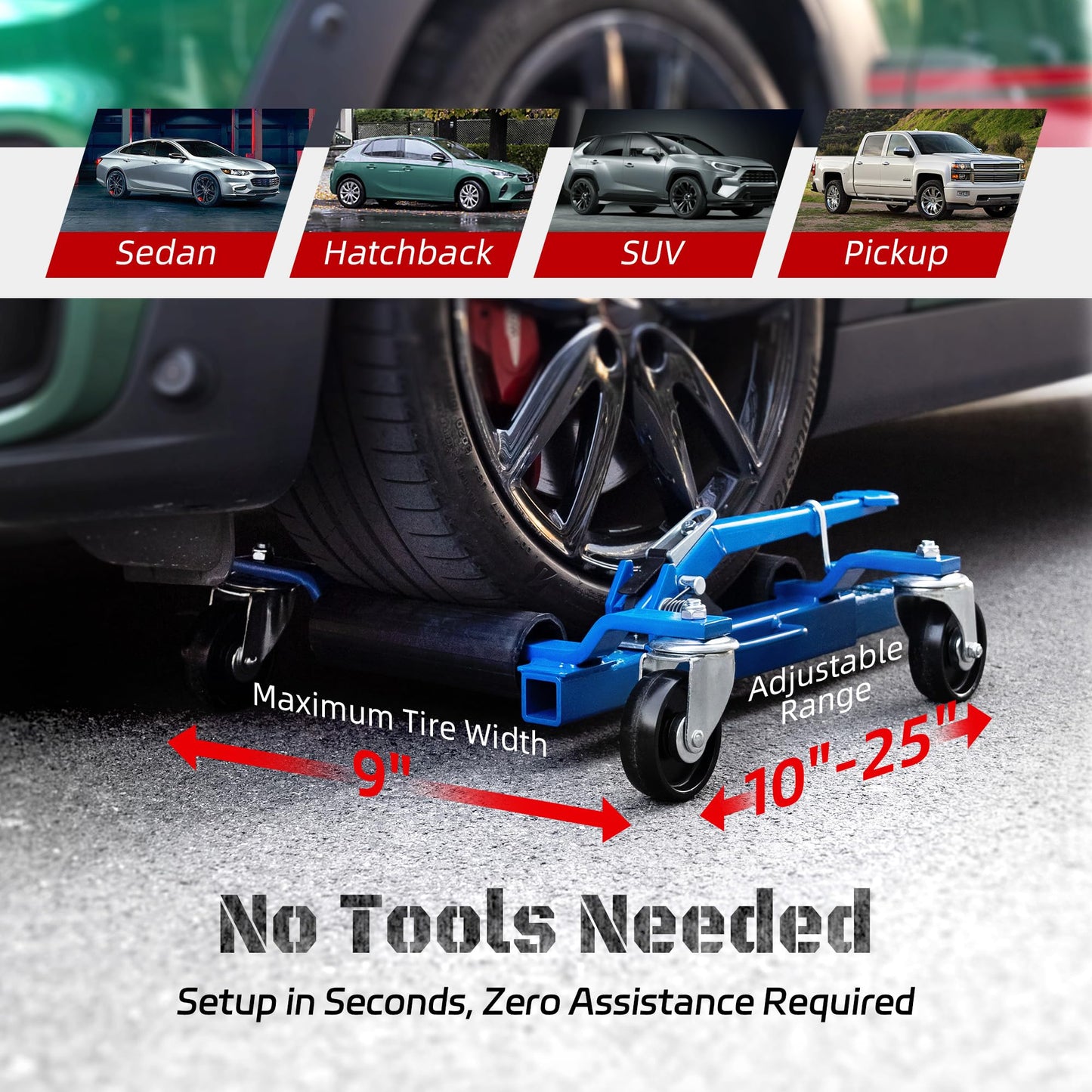 Car Dolly Jack Set of 2, Mechanical 1500-lbs Wheel Dolly, 9'' car Wheel Dolly Positioning Jack, Car Dollies for Vehicle Positioning & Auto Repair Moving, Blue