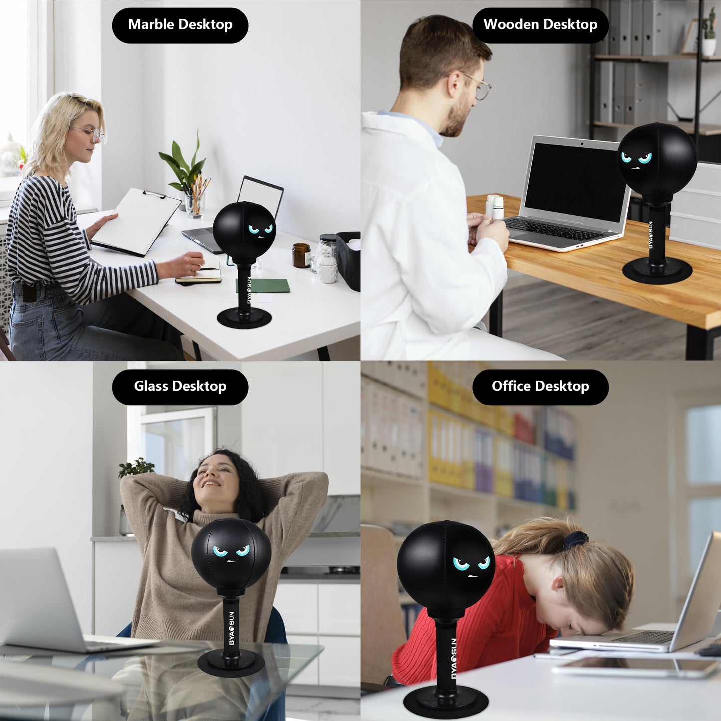 Desktop Punching Bag,Portable Strong Suction Cup Boxing Bag Speed Balls,for Home or Office Boxing Stress Relief Training,Fun Punch Gift for Kids or Adult or Coworker(Black)