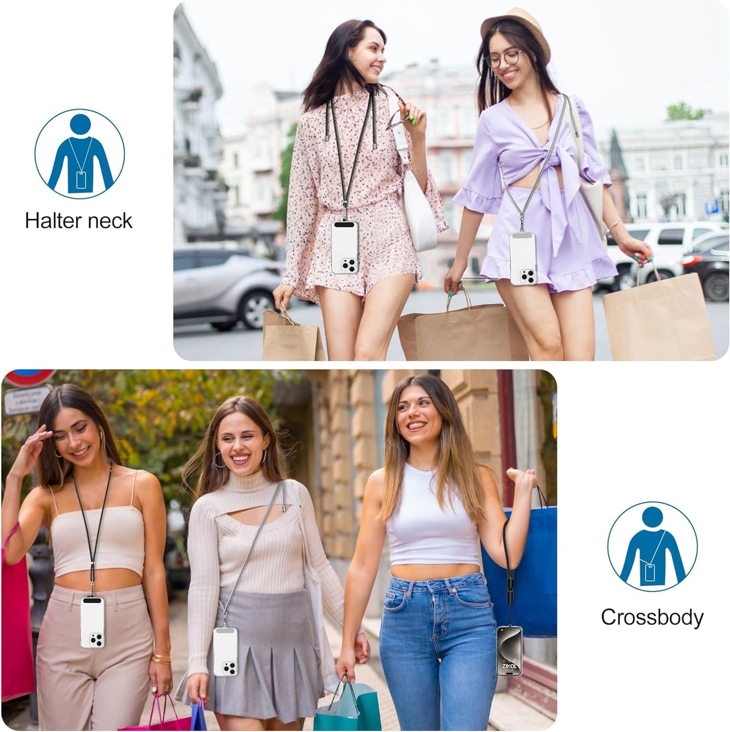 2 Pack 2 Pack 2 takyu Phone Lanyard, Adjustable Cell Phone Lanyard Crossbody Neck Strap & Phone Wrist Strap with Pcs