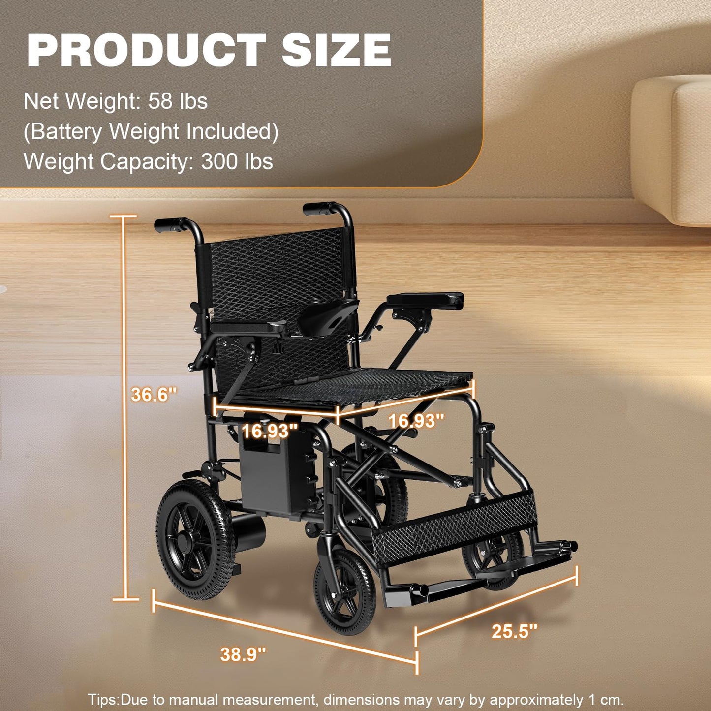 [2026 Upgrade] Hassky Electric Wheelchair for Adults Foldable, 15 Miles Range Motorized Wheelchair, All Terrain Power Wheelchairs for Seniors Supports Up to 350 lbs Black