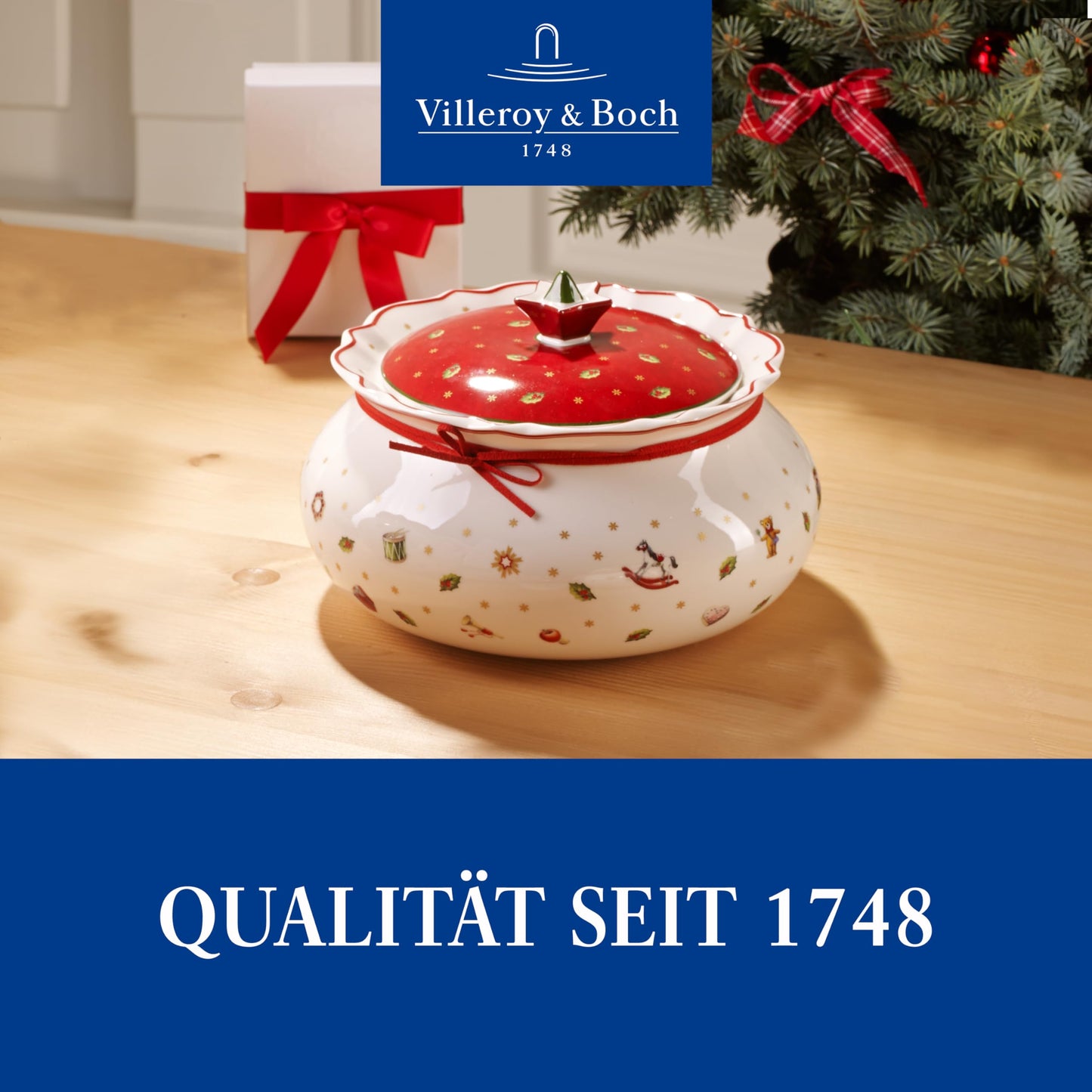 Villeroy & Boch 14-8585-4556 Toy's Delight Box Small, Porcelain, White/Red