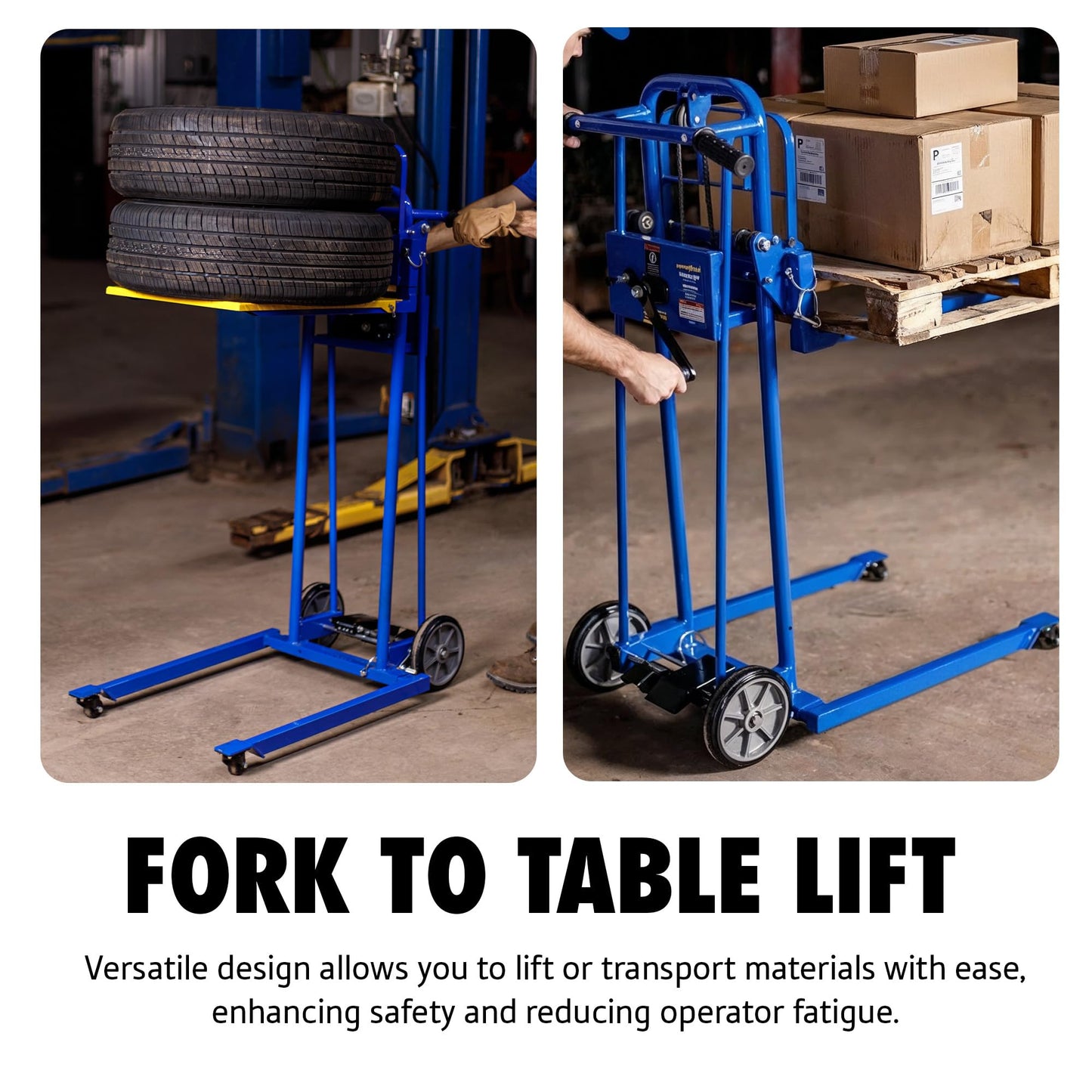 Goodyear Material Lift Winch Stacker, Pallet Truck Dolly, 330 Lbs 40" Max Lift w/ 8" Wheels, Swivel Casters [Patented]