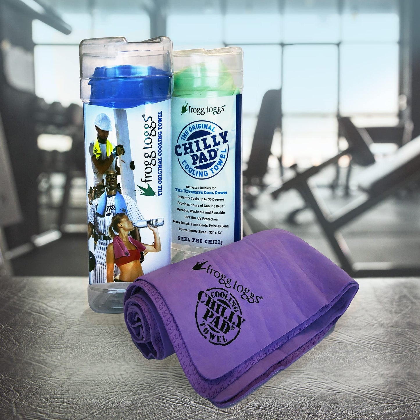 FROGG TOGGS Poly Vinyl Alcohol Chilly Pad, Instant Cooling Towel, long lasting, reusable, Sports and Outdoors Neck Towel 33x13, Deep Purple