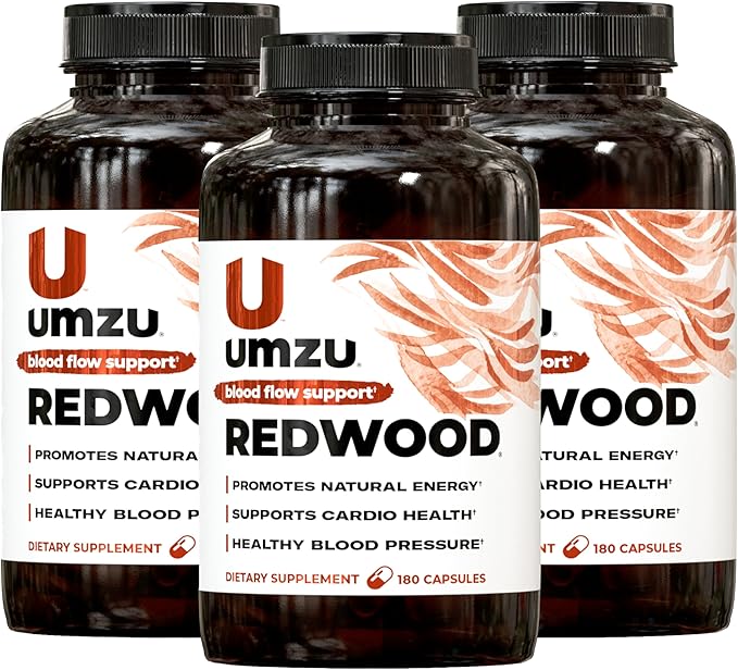 UMZU Redwood Nitric Oxide Booster, 3-Month Supply ??Nitric Oxide Supplement with Vitamin C, Garlic & Horse Chestnut ??Supports Healthy Circulation, Blood Flow, Energy, Stamina and Daily Vitality