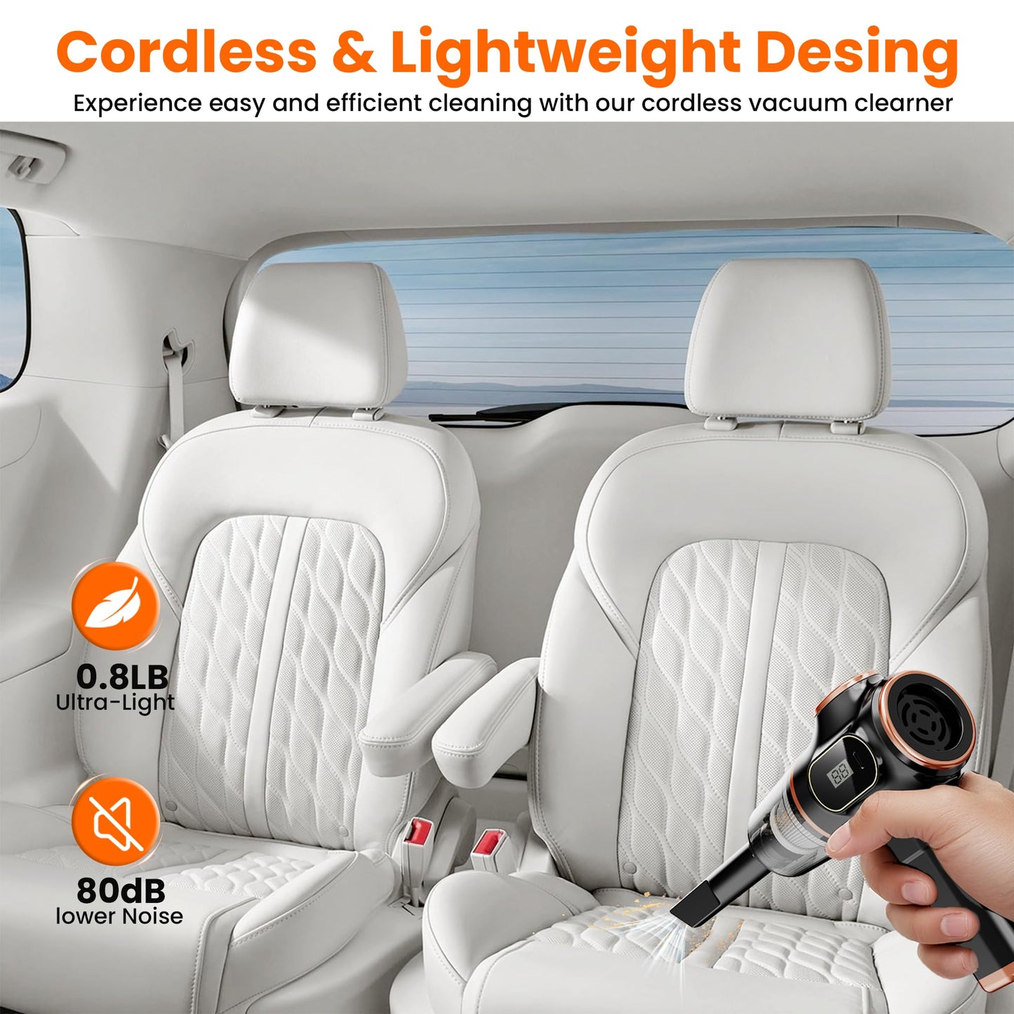 Nikocreos Portable Car Vacuum Cordless Mini Handheld Vacuums Cleaner High Power with LCD Display and Multi-Nozzles, Hand held Cleaners for Car, Home, Office, Sofa, Pet Hair,Keyboard
