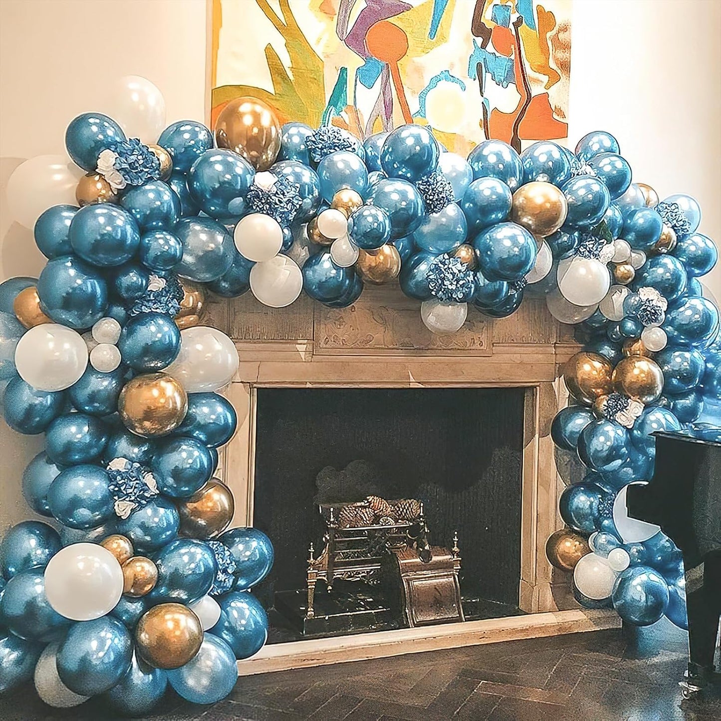 PartyWoo Metallic Light Blue Balloons - 100 Pcs Latex Balloon Arch Kit | 18", 12", 10", 5" Sizes for Graduation, Baby Shower, Birthday Party Decorations