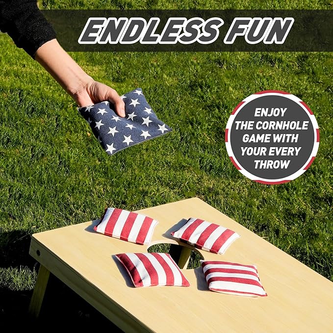 Cornhole Bags Set of 8 Regulation Corn Hole Bean Bags for Cornhole Game, Professional Weather Resistant Corn Hole Bags with Tote Bag