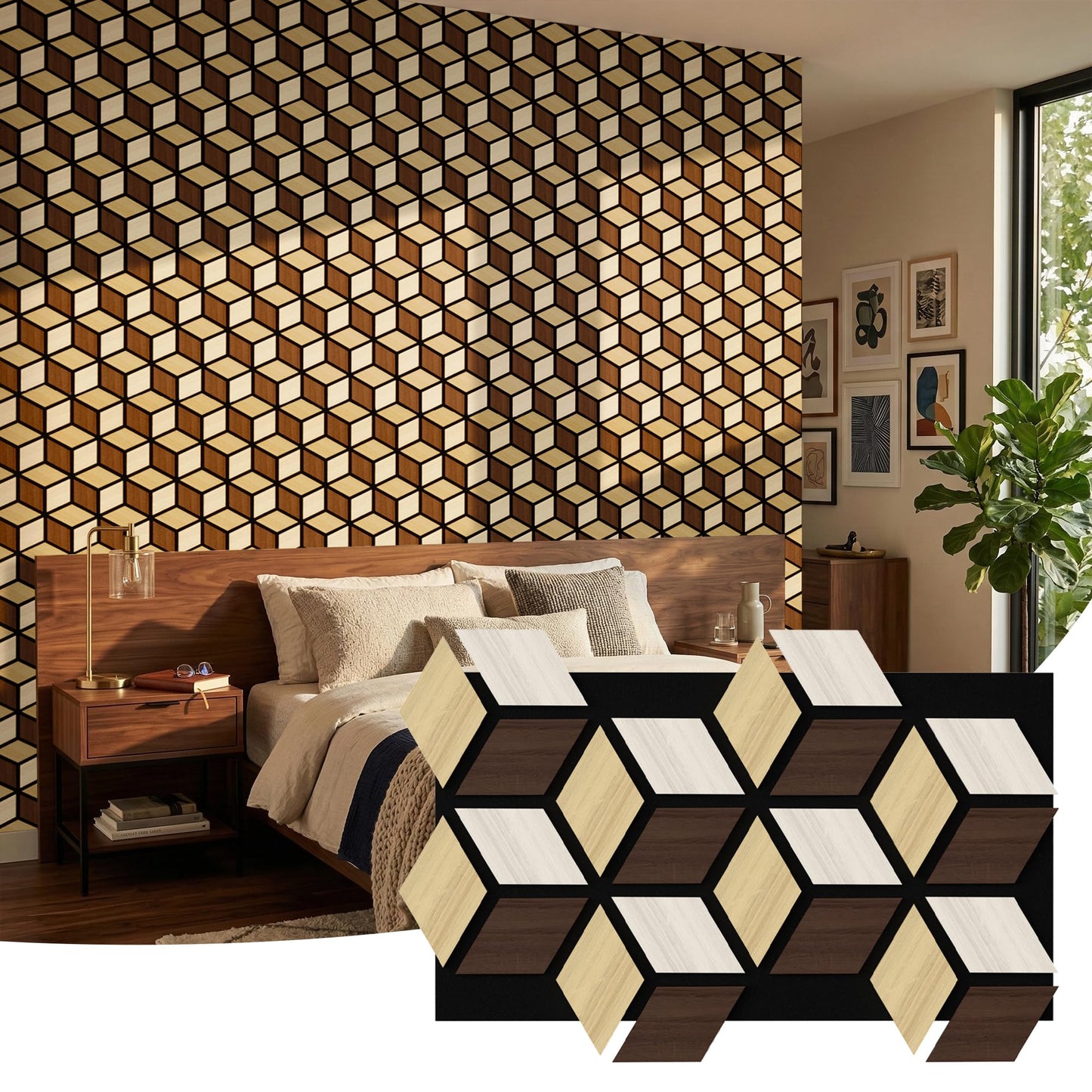 6 Pack Acoustic Wall Panels,3D PVC 27"x18" Soundproof Wooden Wall Panels for Interior Wall Decor 3D Fluted Wood Panels for Living Room Bedroom TV Background Gaming Room（Brown）