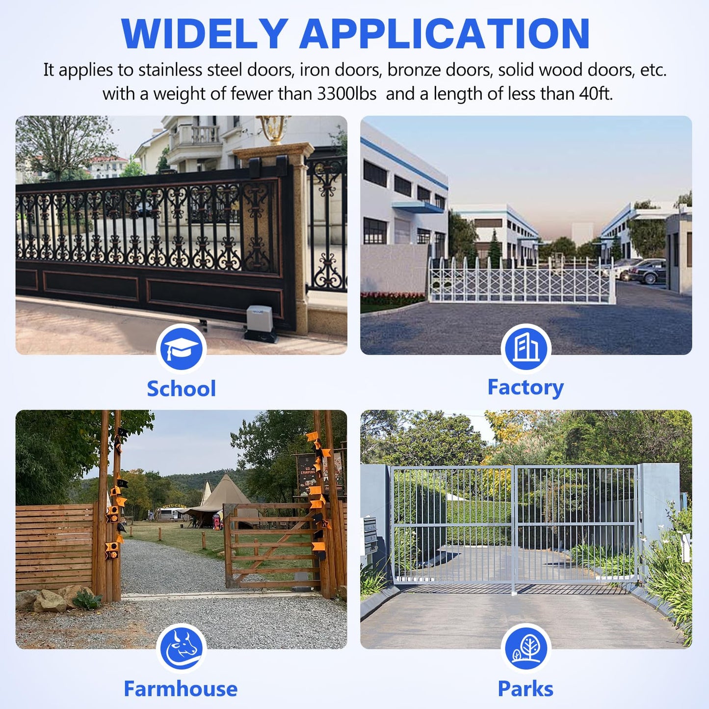 3300LBS Automatic Sliding Gate Opener with 6 Remote Controls,550W Electric Rolling Driveway Slide Gate Operator Hardware Security System Kit for Sliding Gate Up to 40 Feet (APP Control)