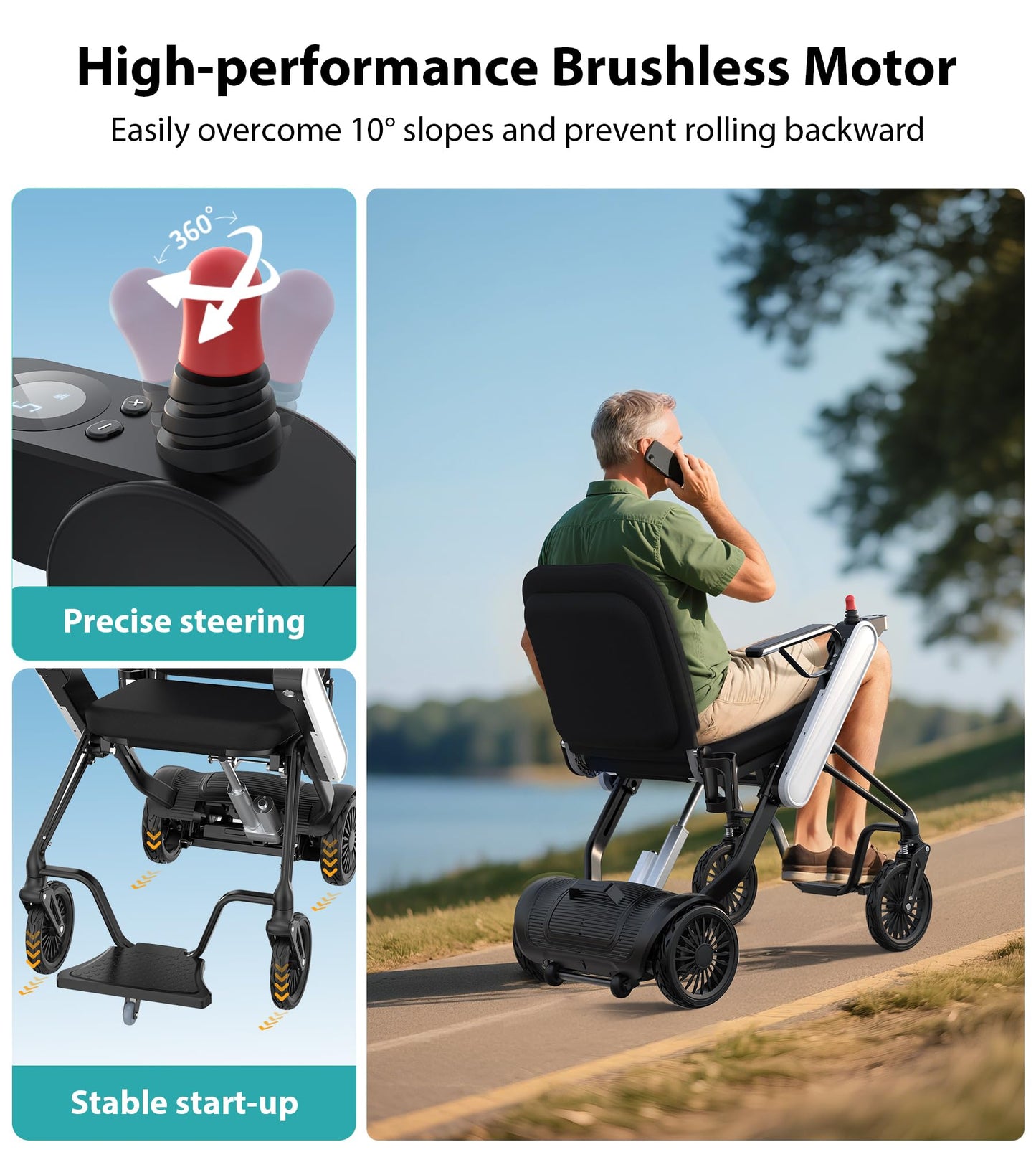 Goldseason Auto Folding Electric Wheelchairs for Adults - Smart APP Remote Control, 15 Miles Range Ultra Lightweight Motorized Wheelchair with Display Screen & Removable Battery, Airline Approved