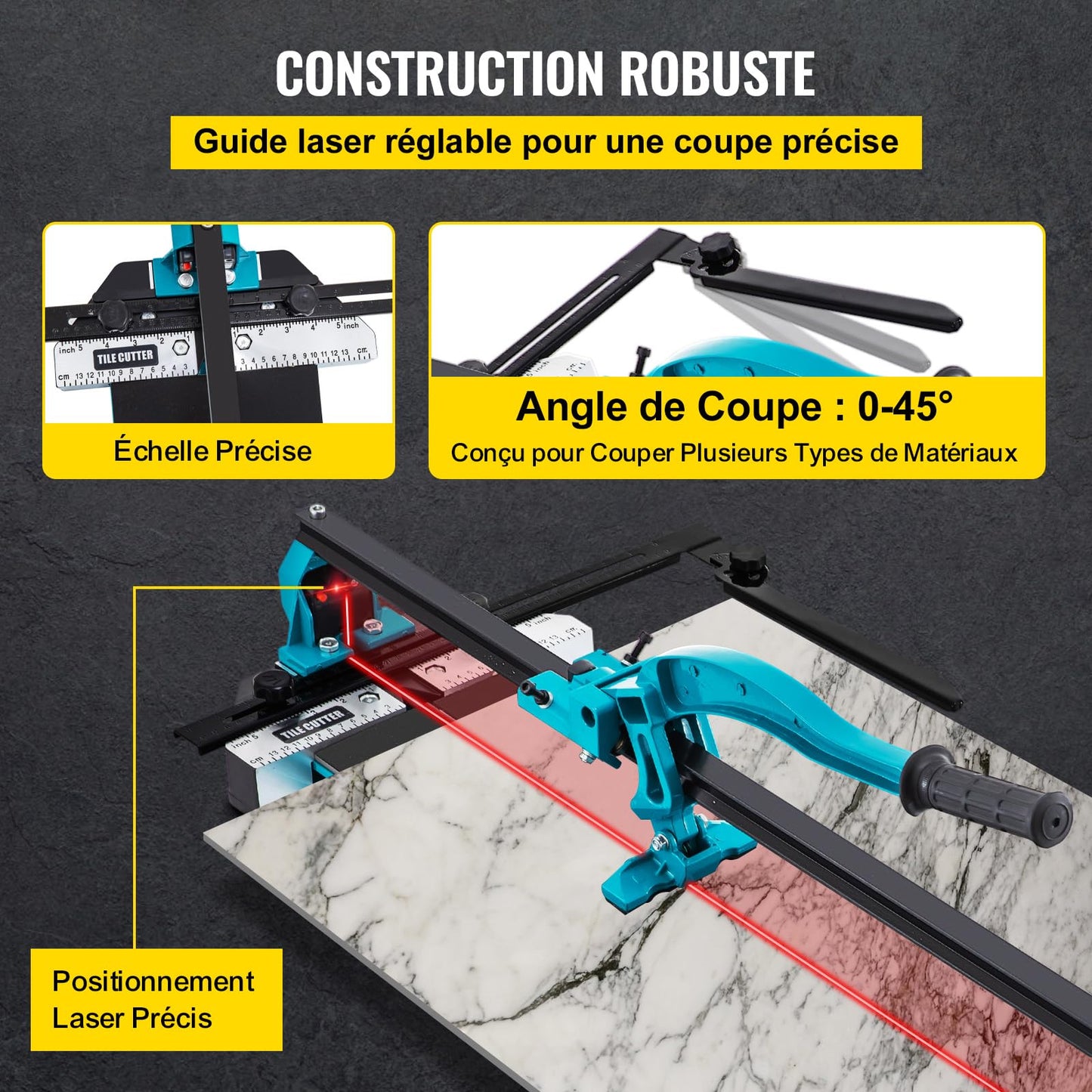 Mophorn 48 Inch Tile Cutter Single Rail Double Brackets Manual Tile Cutter 3/5 in Cap w/Precise Laser Manual Cutter Tools for Precision Cutting (48 Inch)