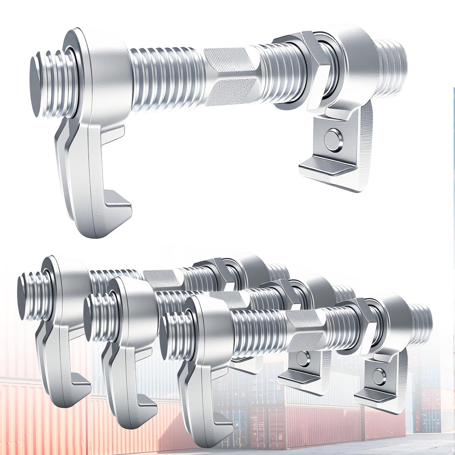 NULTRUMA 4 Pack Shipping Container Bridge Fitting Clamp, 260mm Galvanized Screw Clamp for Connecting 20/40FT Containers, Heavy Duty Rail Accessories Kit with Side Twist Lock