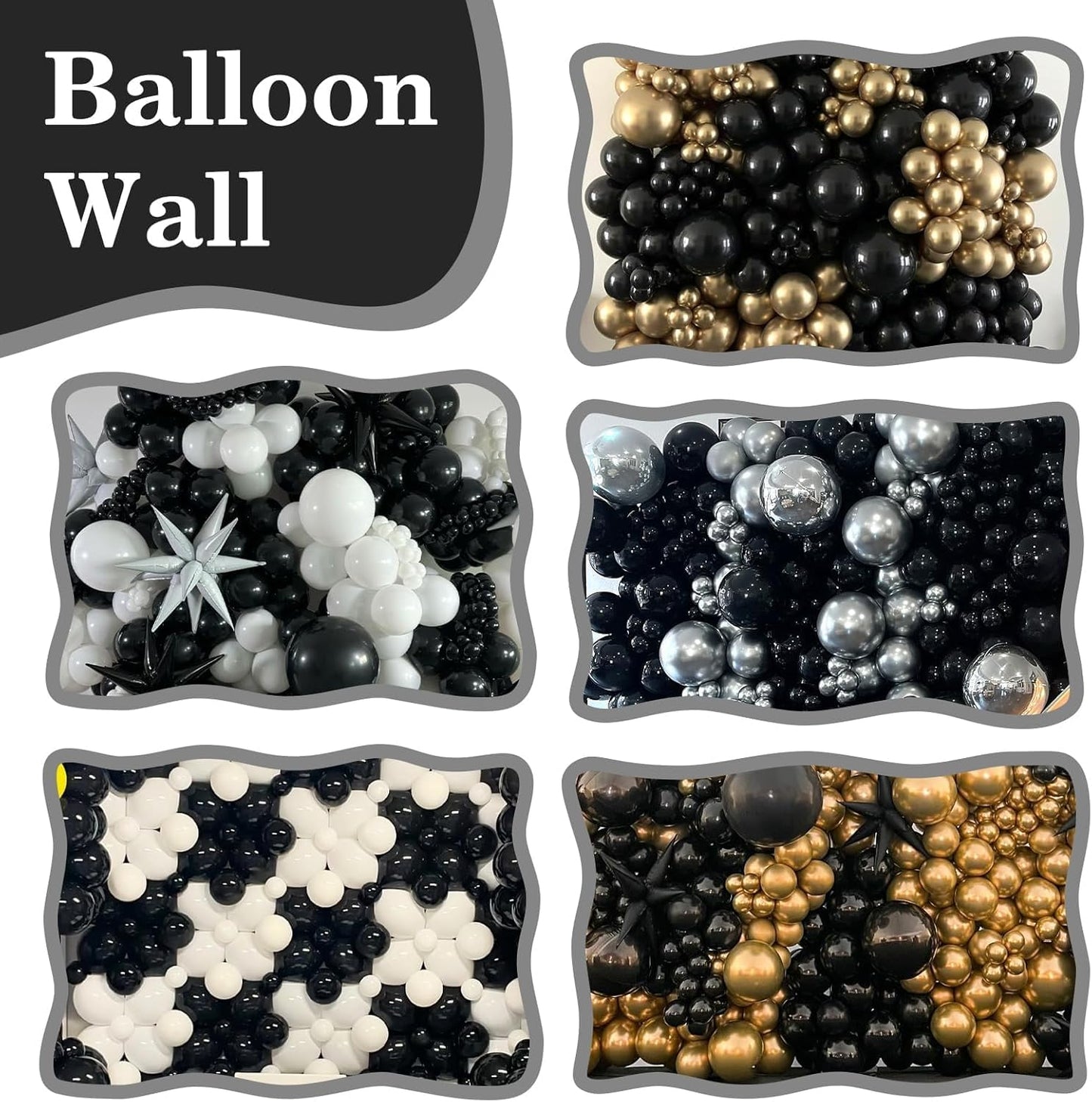 Skiennix Black Link Balloons - 120 Pcs 6-Inch Latex Balloons for Birthday & Wedding Decor